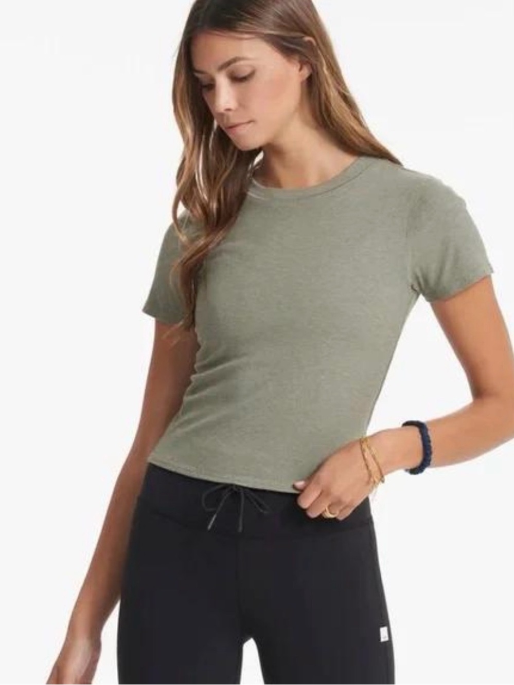 Vuori Pose Fitted Tee Women’s Small Laurel Heather Ribbed